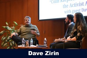 Dave Zirin speaking to the Beyond the Field speaker series attendees (Photo credit, Zhelun Lang from The Daily Campus)